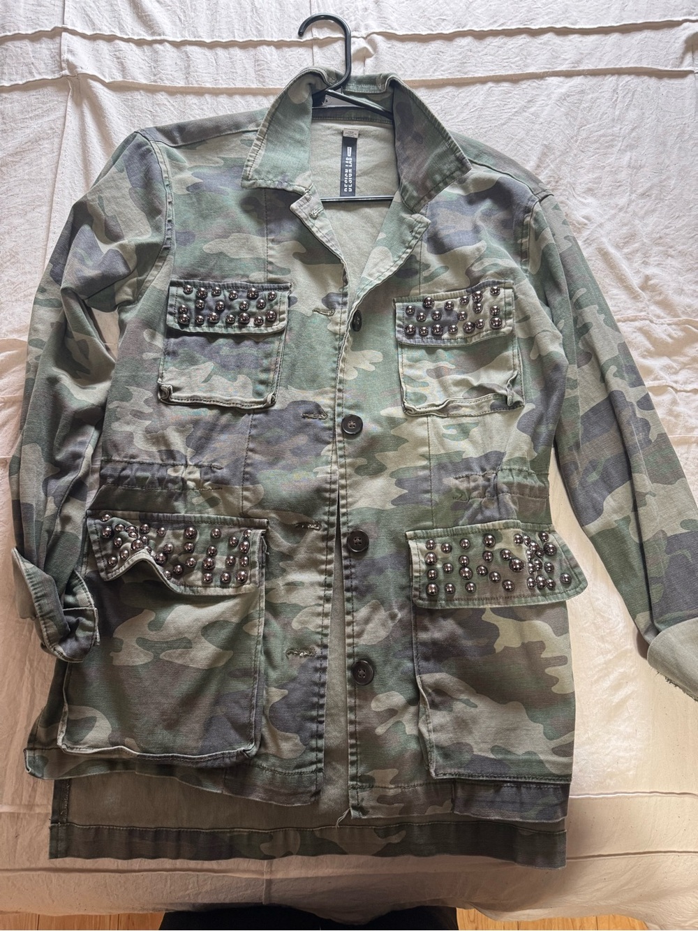 Design Lab Lord & Taylor Camouflage Studded Utility Jacket